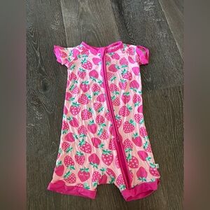 Little Sleepies Pink Strawberry Shorty- Like New